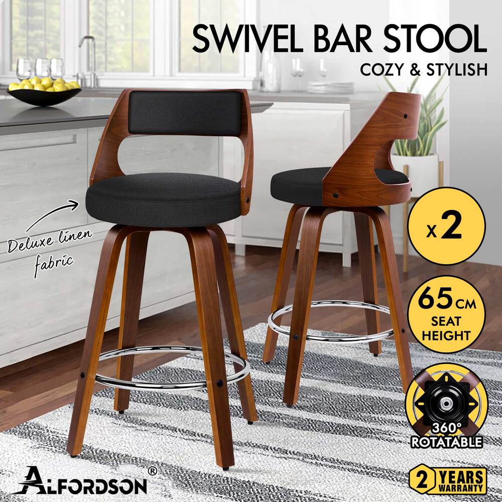 ALFORDSON Kitchen Bar Stools Wooden Swivel Leather Metal Dining Chair x2/x4 - Picture 177 of 1,020