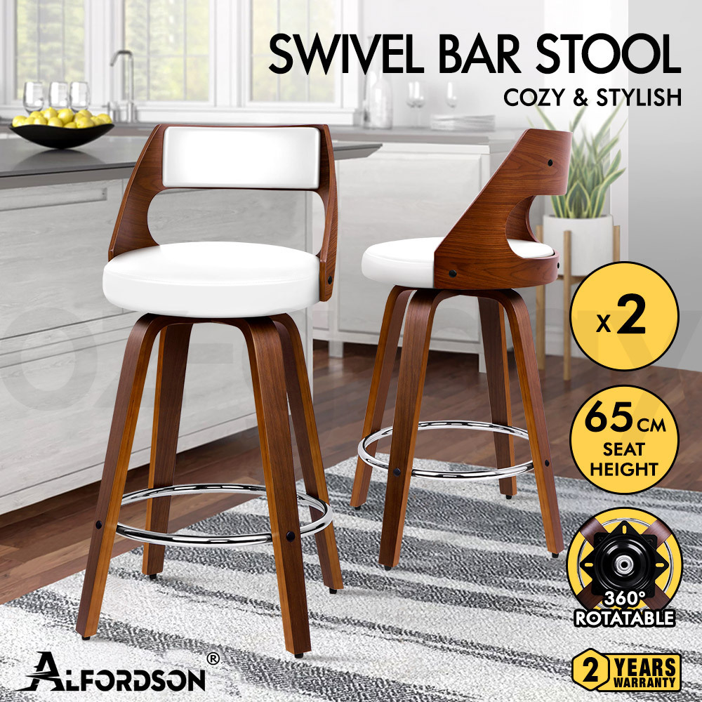 ALFORDSON Kitchen Bar Stools Wooden Swivel Leather Metal Dining Chair x2/x4 - Picture 193 of 1,020