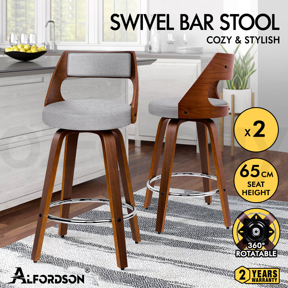 ALFORDSON Kitchen Bar Stools Wooden Swivel Leather Metal Dining Chair x2/x4 - Picture 209 of 1,020
