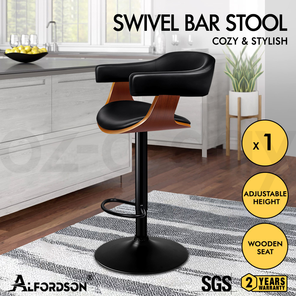 ALFORDSON Kitchen Bar Stools Wooden Swivel Leather Metal Dining Chair x2/x4 - Picture 57 of 1,020