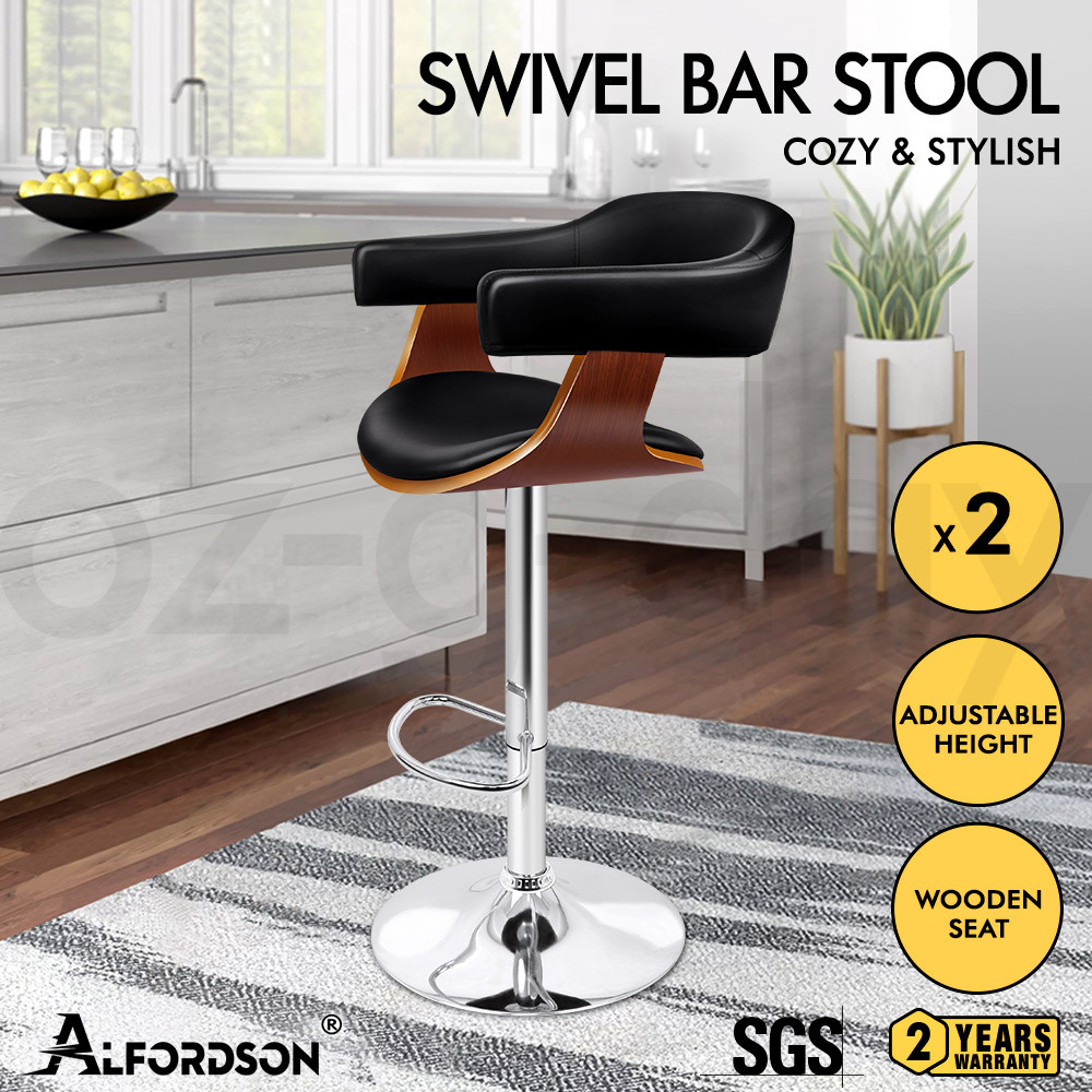 ALFORDSON Kitchen Bar Stools Wooden Swivel Leather Metal Dining Chair x2/x4 - Picture 89 of 1,020