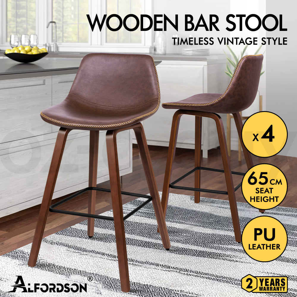 ALFORDSON Kitchen Bar Stools Wooden Swivel Leather Metal Dining Chair x2/x4 - Picture 49 of 1,020