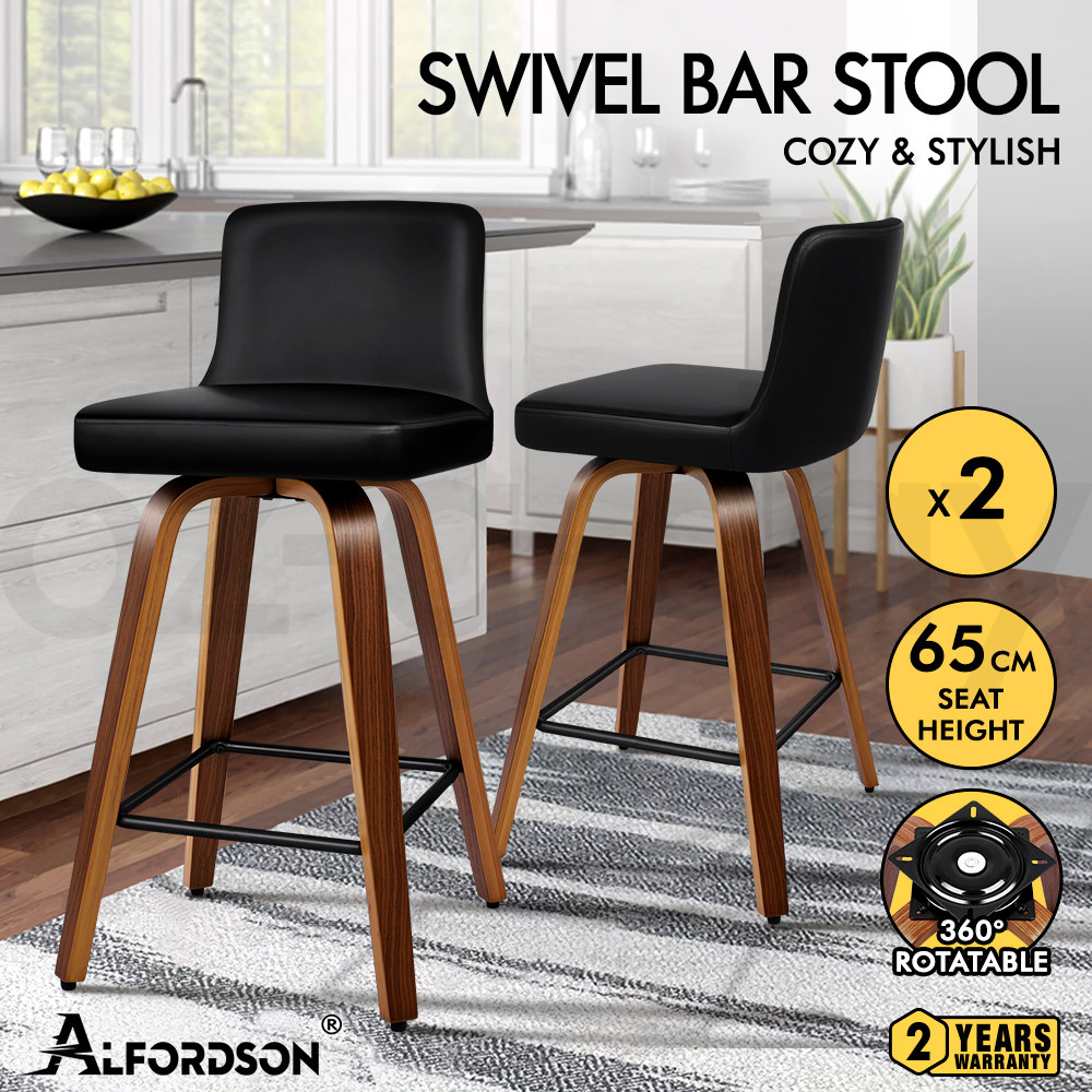 ALFORDSON Kitchen Bar Stools Wooden Swivel Leather Metal Dining Chair x2/x4 - Picture 353 of 1,020