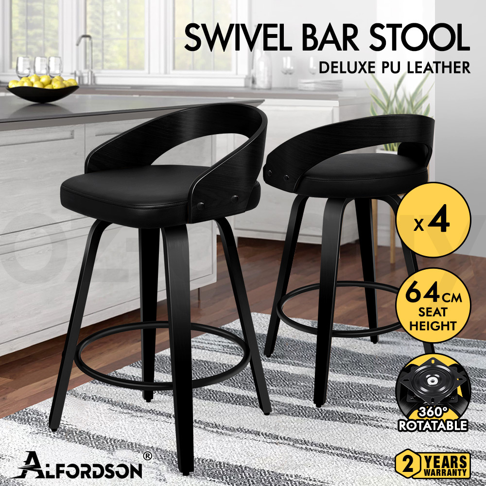ALFORDSON Kitchen Bar Stools Wooden Swivel Leather Metal Dining Chair x2/x4 - Picture 377 of 1,020