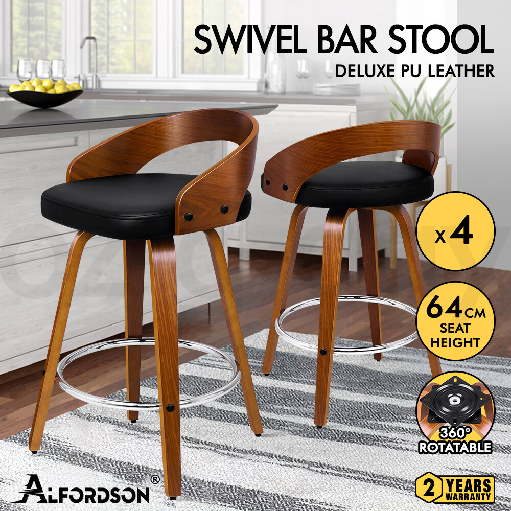ALFORDSON Kitchen Bar Stools Wooden Swivel Leather Metal Dining Chair x2/x4 - Picture 393 of 1,020