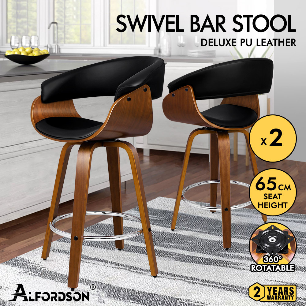ALFORDSON Kitchen Bar Stools Wooden Swivel Leather Metal Dining Chair x2/x4 - Picture 957 of 1,020