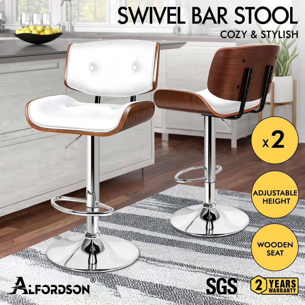 ALFORDSON Bar Stool Odette Kitchen Swivel Chair Wooden Leather Gas Lift x1/x2/x4 - Picture 31 of 34