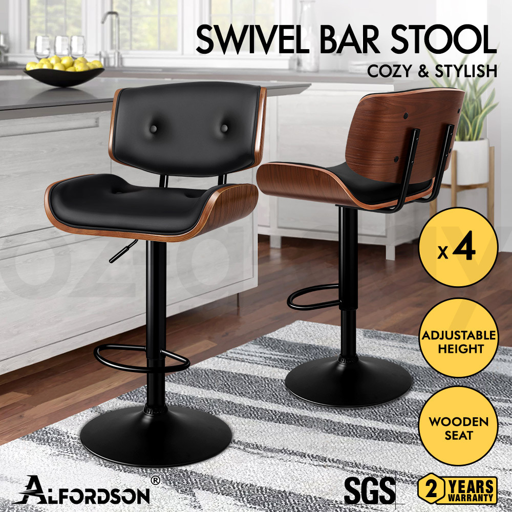 ALFORDSON Kitchen Bar Stools Wooden Swivel Leather Metal Dining Chair x2/x4 - Picture 265 of 1,020