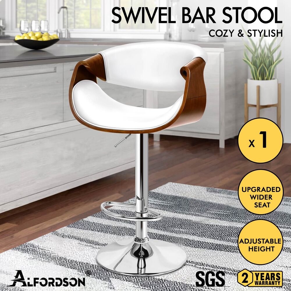 ALFORDSON Bar Stool Trice Kitchen Swivel Chair Wooden Leather Gas Lift x1/x2/x4 - Picture 19 of 34