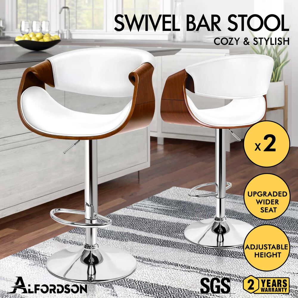 ALFORDSON Bar Stool Trice Kitchen Swivel Chair Wooden Leather Gas Lift x1/x2/x4 - Picture 31 of 34