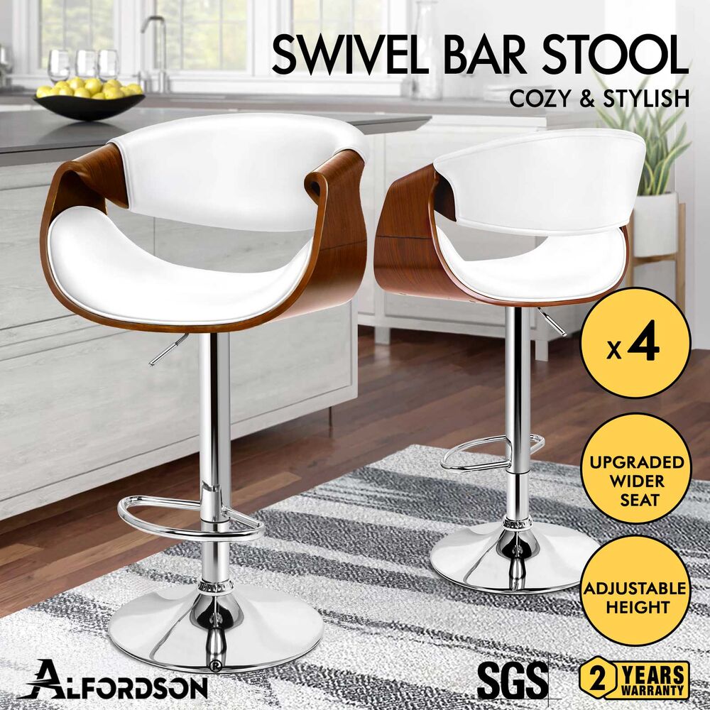 ALFORDSON Bar Stool Trice Kitchen Swivel Chair Wooden Leather Gas Lift x1/x2/x4 - Picture 33 of 34