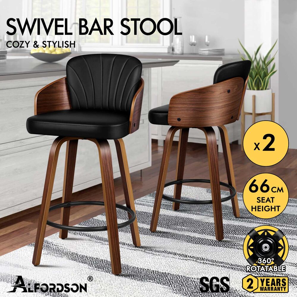 ALFORDSON Kitchen Bar Stools Wooden Swivel Leather Metal Dining Chair x2/x4 - Picture 593 of 1,020