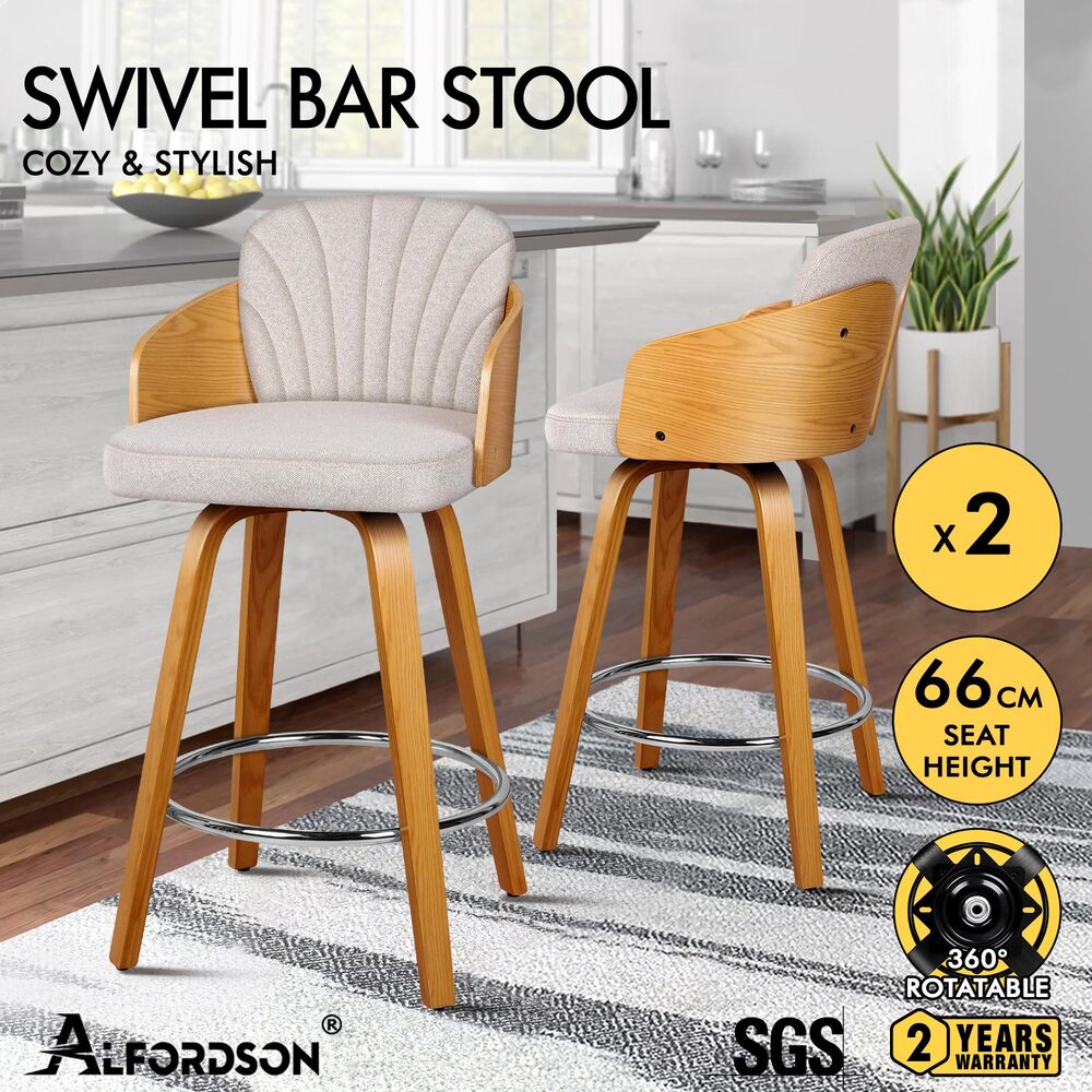 ALFORDSON Kitchen Bar Stools Wooden Swivel Leather Metal Dining Chair x2/x4 - Picture 613 of 1,020