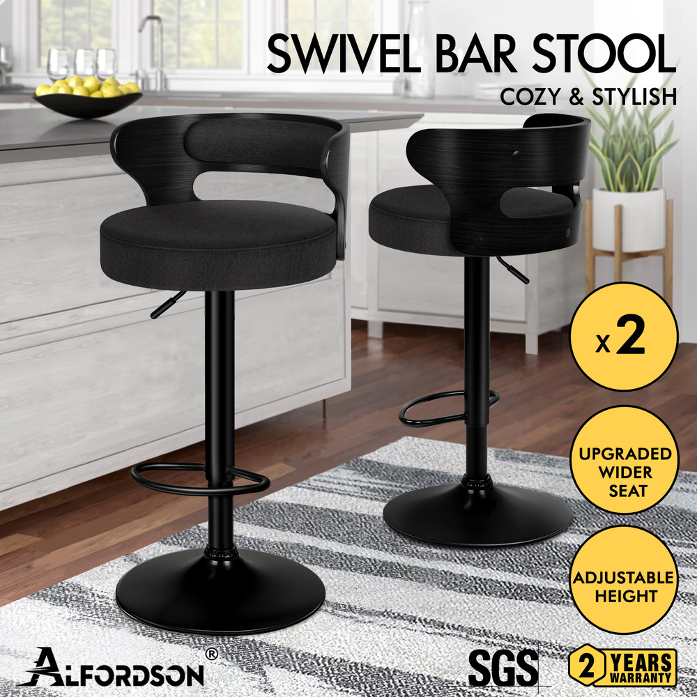 ALFORDSON Bar Stools Kitchen Swivel Gas Lift Wooden Dining Chairs x1/x2/x4 - Picture 601 of 1,152