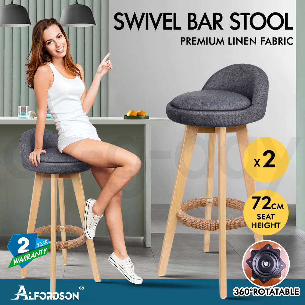 ALFORDSON Kitchen Bar Stools Wooden Swivel Leather Metal Dining Chair x2/x4 - Picture 973 of 1,020