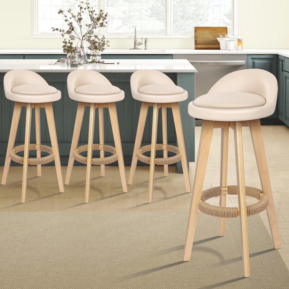 ALFORDSON Kitchen Bar Stools Wooden Swivel Leather Metal Dining Chair x2/x4 - Picture 773 of 1,020