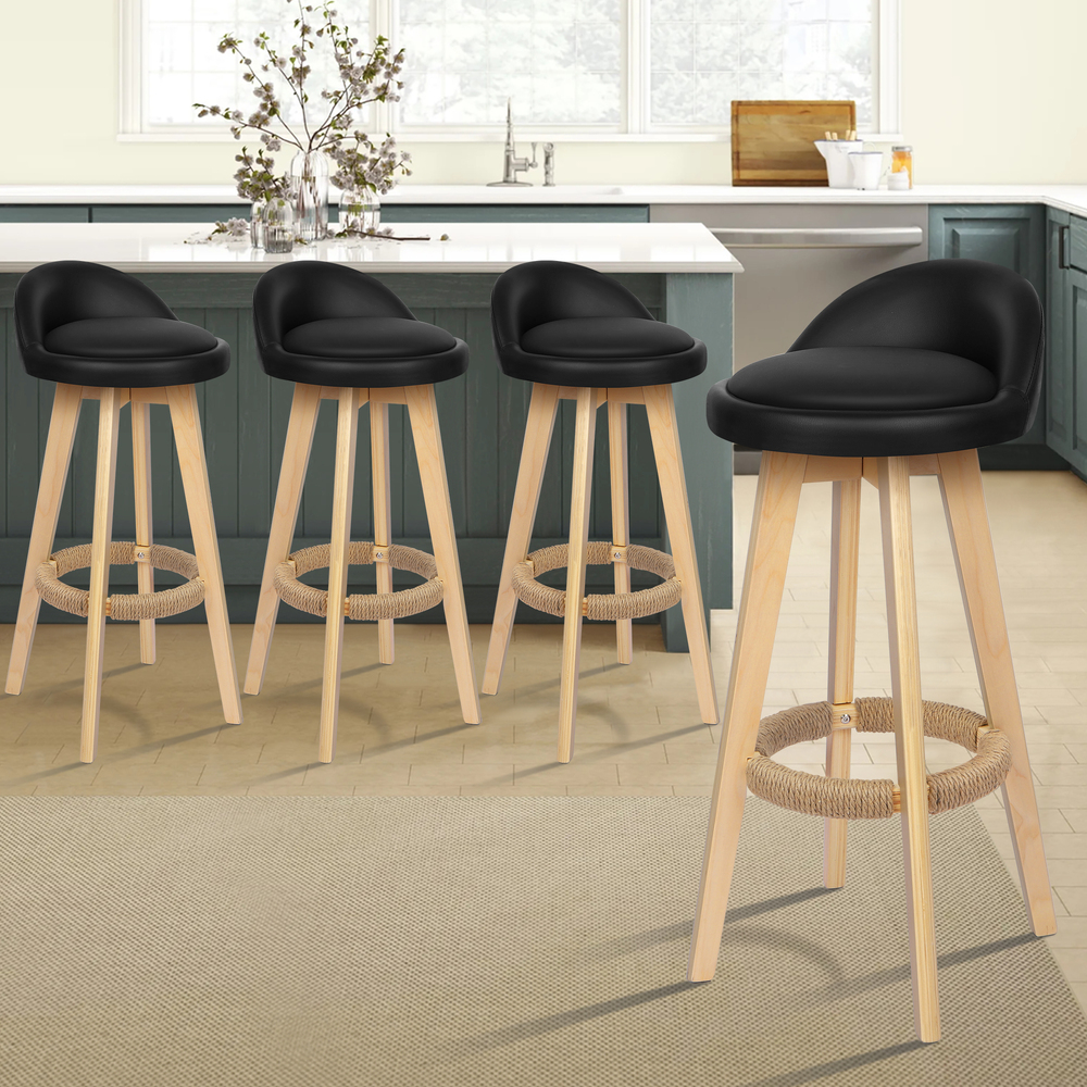ALFORDSON Kitchen Bar Stools Wooden Swivel Leather Metal Dining Chair x2/x4 - Picture 789 of 1,020