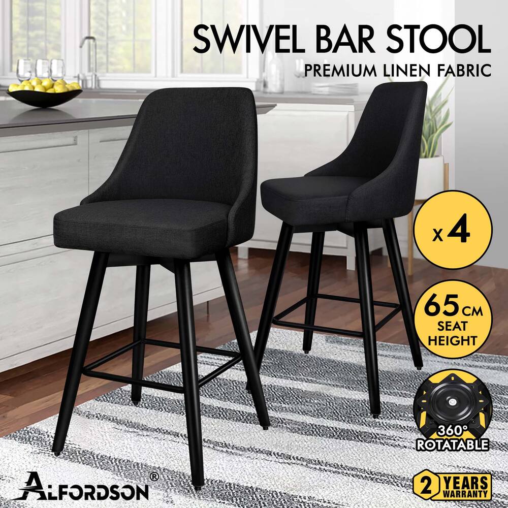 ALFORDSON Kitchen Bar Stools Wooden Swivel Leather Metal Dining Chair x2/x4 - Picture 821 of 1,020