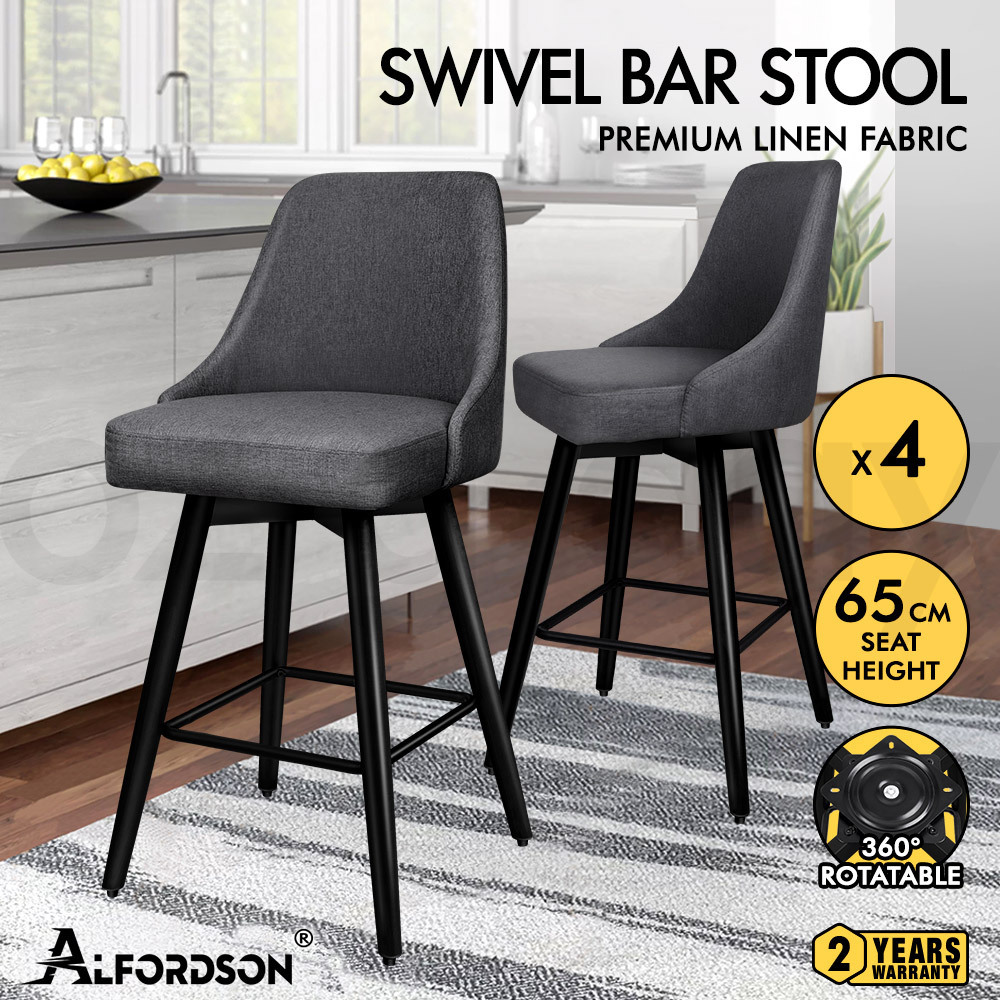 ALFORDSON Kitchen Bar Stools Wooden Swivel Leather Metal Dining Chair x2/x4 - Picture 837 of 1,020