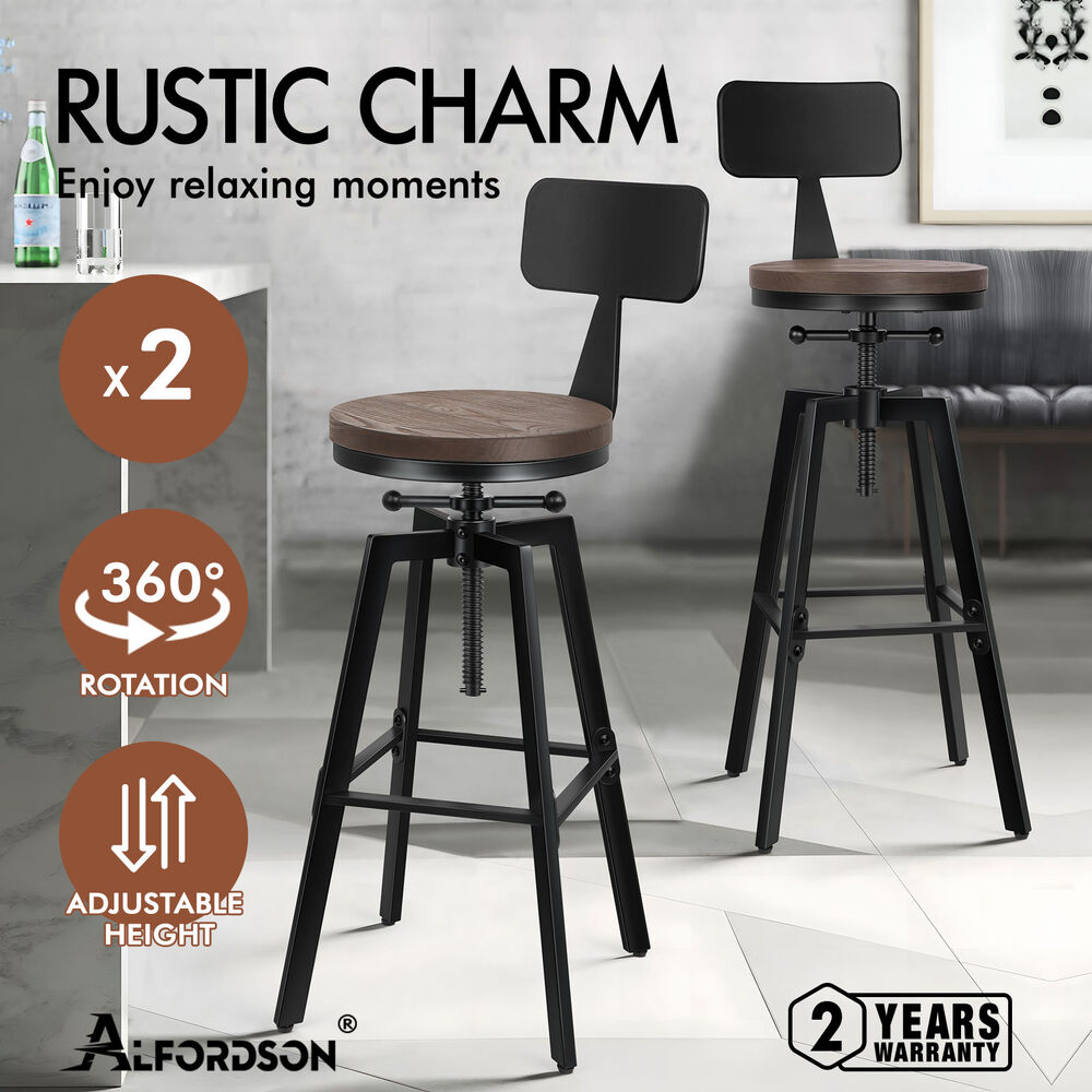 ALFORDSON Kitchen Bar Stools Wooden Swivel Leather Metal Dining Chair x2/x4 - Picture 869 of 1,020
