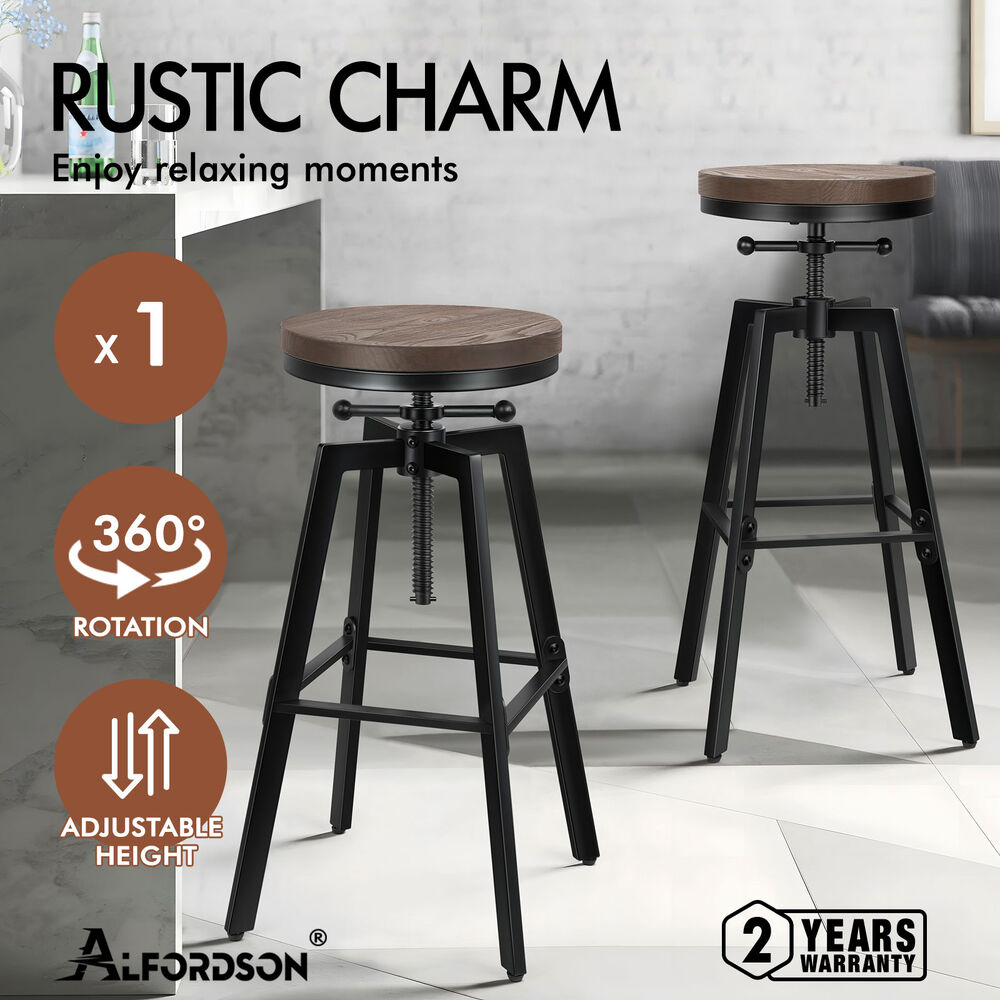 ALFORDSON Kitchen Bar Stools Wooden Swivel Leather Metal Dining Chair x2/x4 - Picture 885 of 1,020