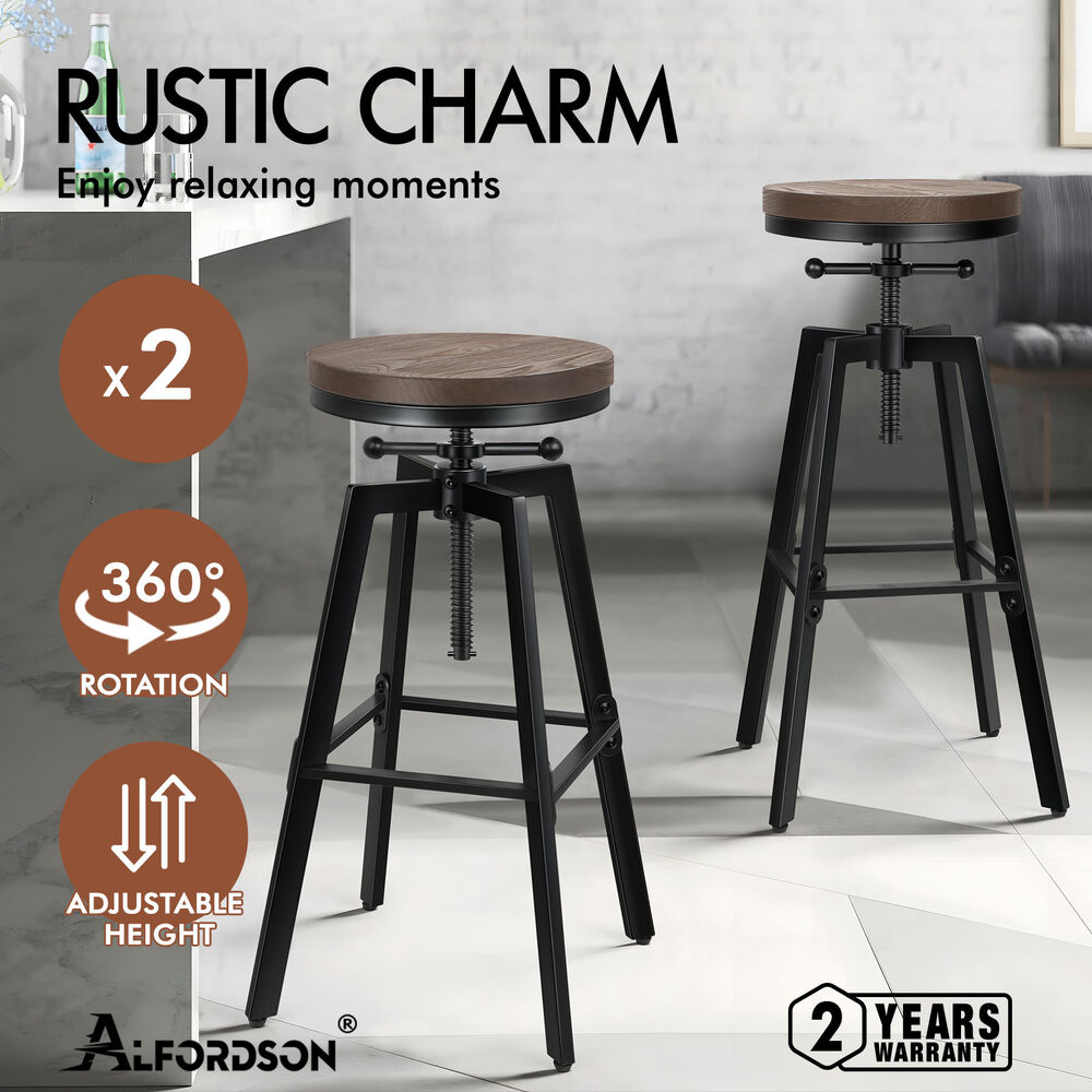 ALFORDSON Kitchen Bar Stools Wooden Swivel Leather Metal Dining Chair x2/x4 - Picture 893 of 1,020