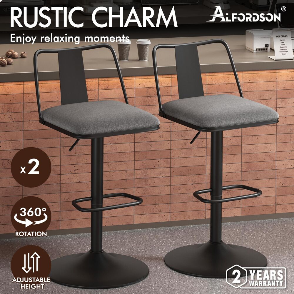 ALFORDSON Bar Stools Kitchen Swivel Dining Chairs Gas Lift Leather/Fabric - Picture 873 of 1,456