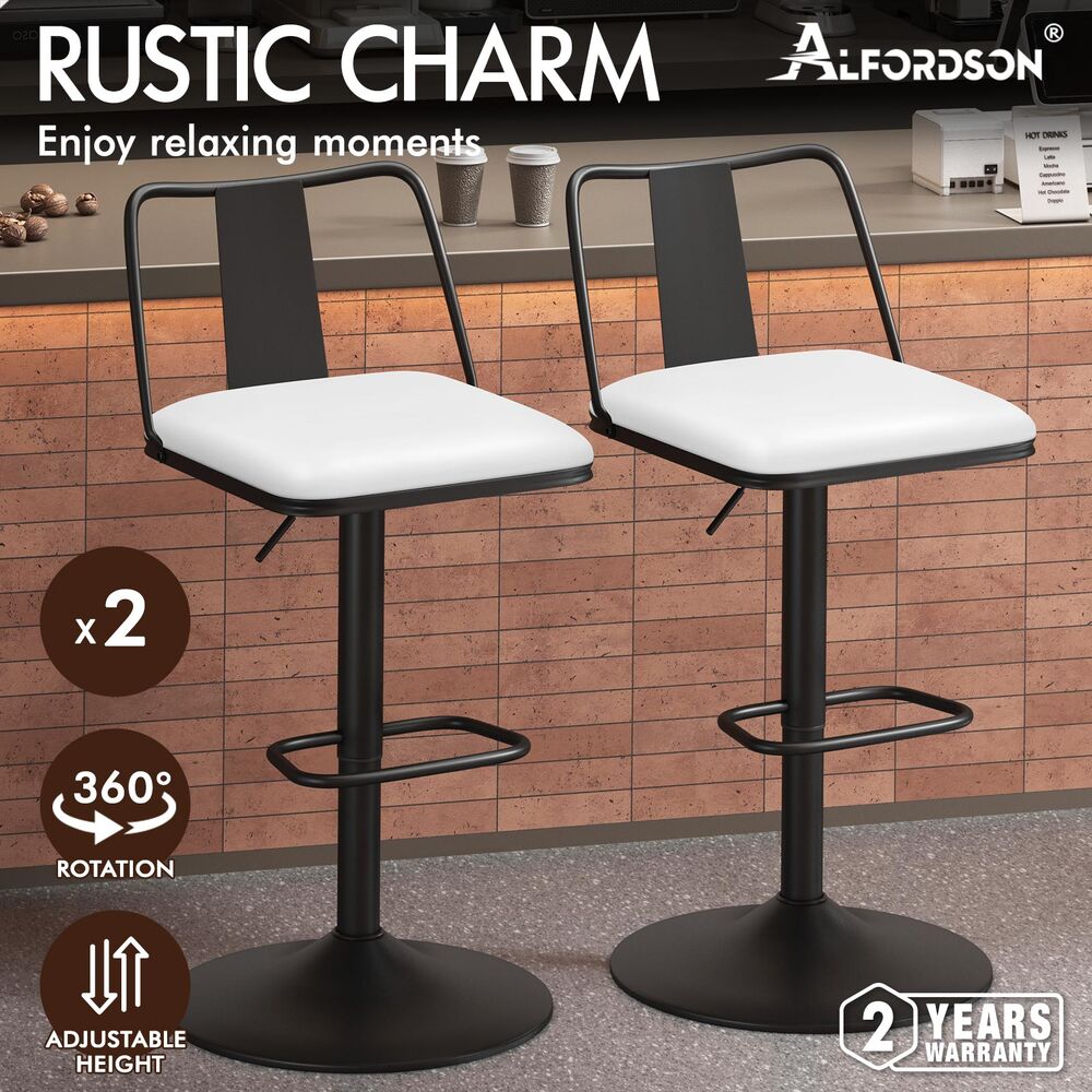 ALFORDSON Bar Stools Kitchen Swivel Dining Chairs Gas Lift Leather/Fabric - Picture 897 of 1,456