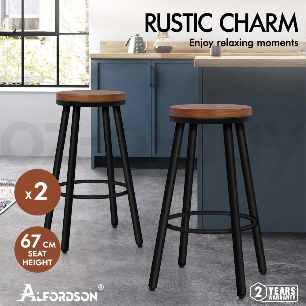 ALFORDSON Bar Stools Kitchen Wooden Swivel Leather Metal Dining Chair x2/x4 - Picture 3 of 94