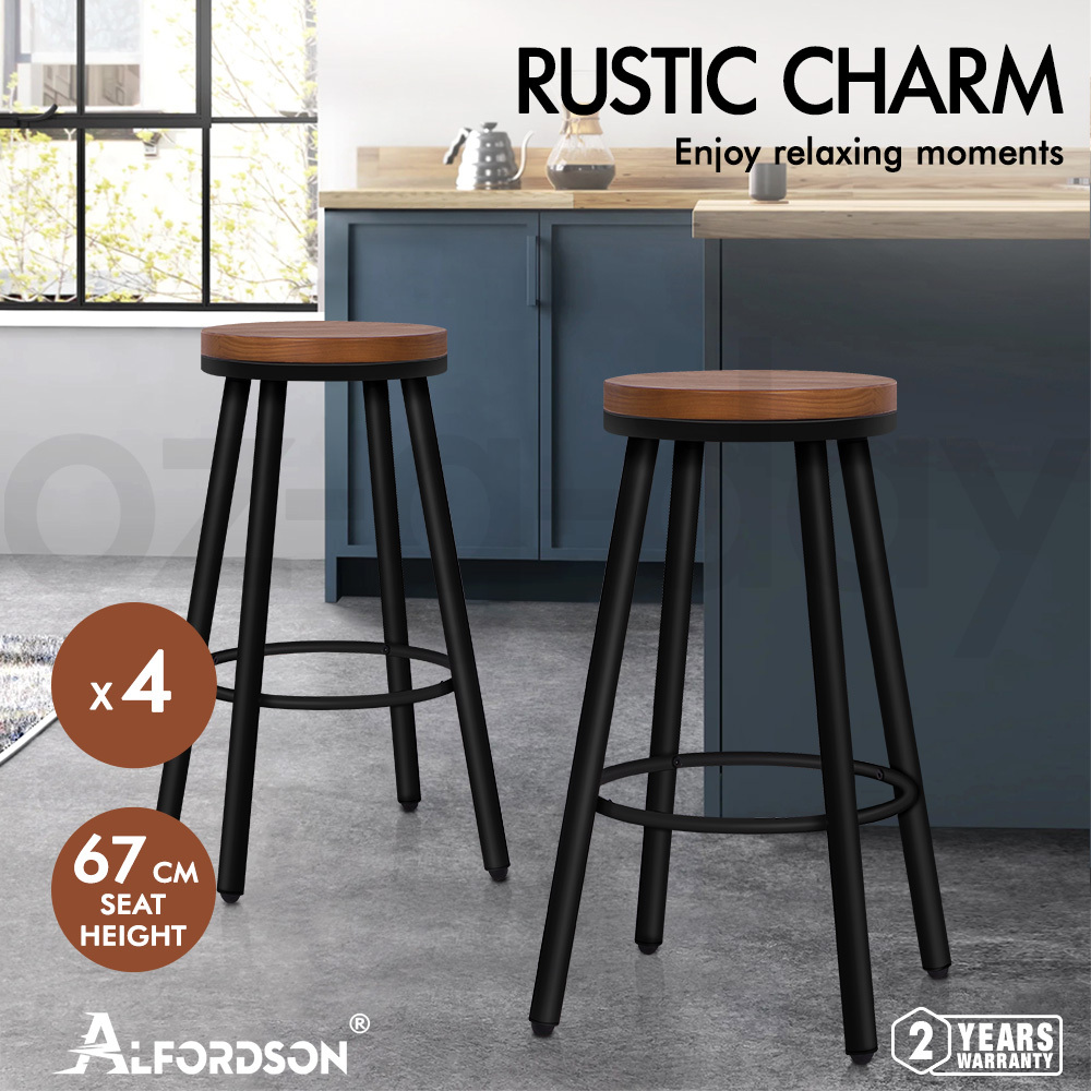 ALFORDSON Kitchen Bar Stools Wooden Swivel Leather Metal Dining Chair x2/x4 - Picture 933 of 1,020