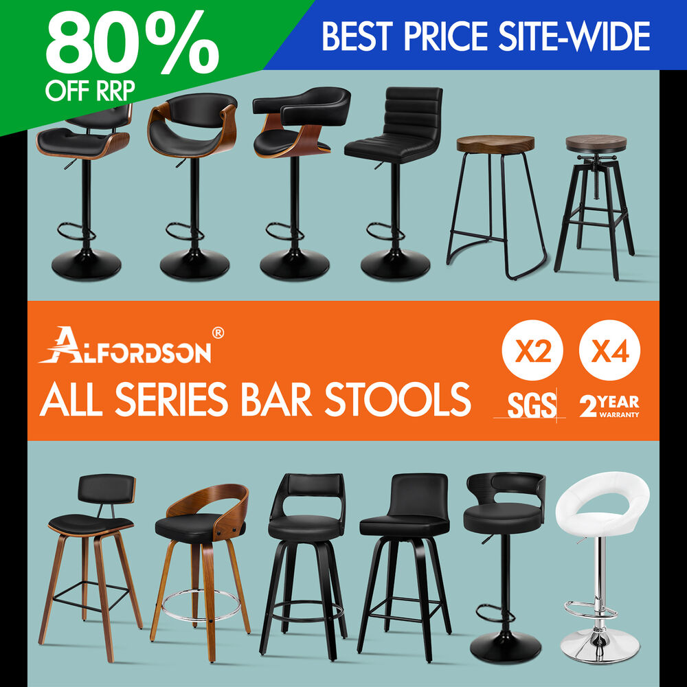 ALFORDSON Bar Stools Kitchen Swivel Gas Lift Wooden Dining Chairs x1/x2/x4 - Picture 1,117 of 1,152