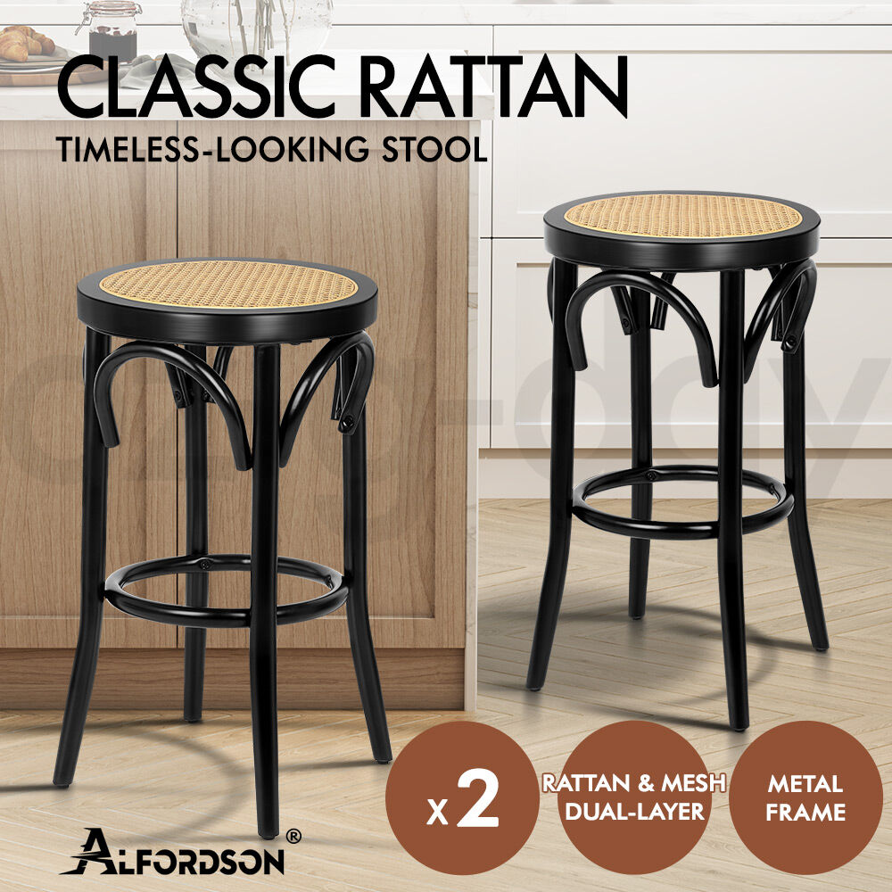 ALFORDSON Bar Stools Kitchen Counter Vintage Rattan Dining Chair X2/X4 - Picture 164 of 199