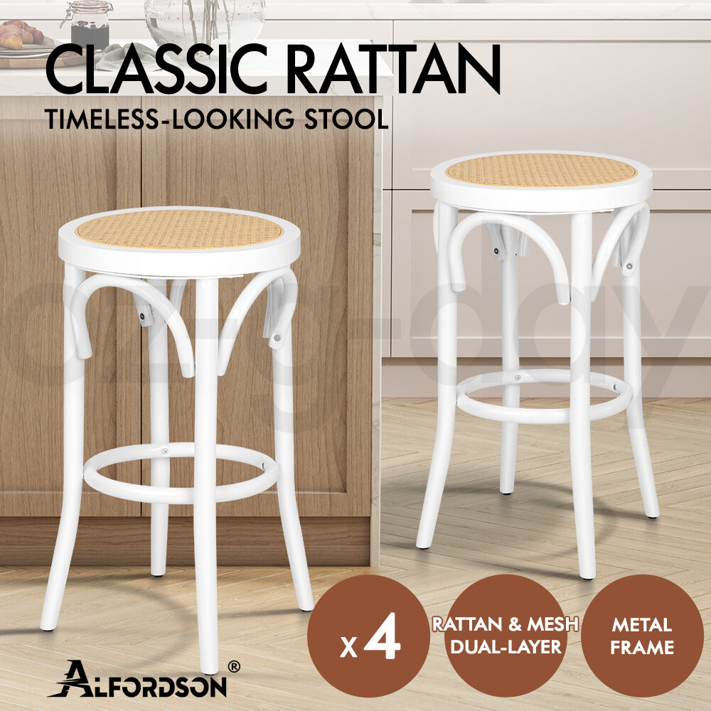ALFORDSON Bar Stools Kitchen Counter Vintage Rattan Dining Chair X2/X4 - Picture 191 of 199