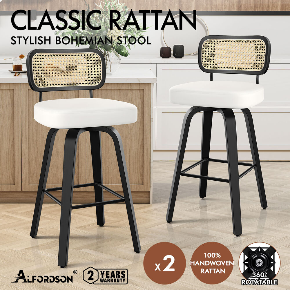 ALFORDSON Bar Stools Kitchen Counter Vintage Rattan Dining Chair X2/X4 - Picture 83 of 199