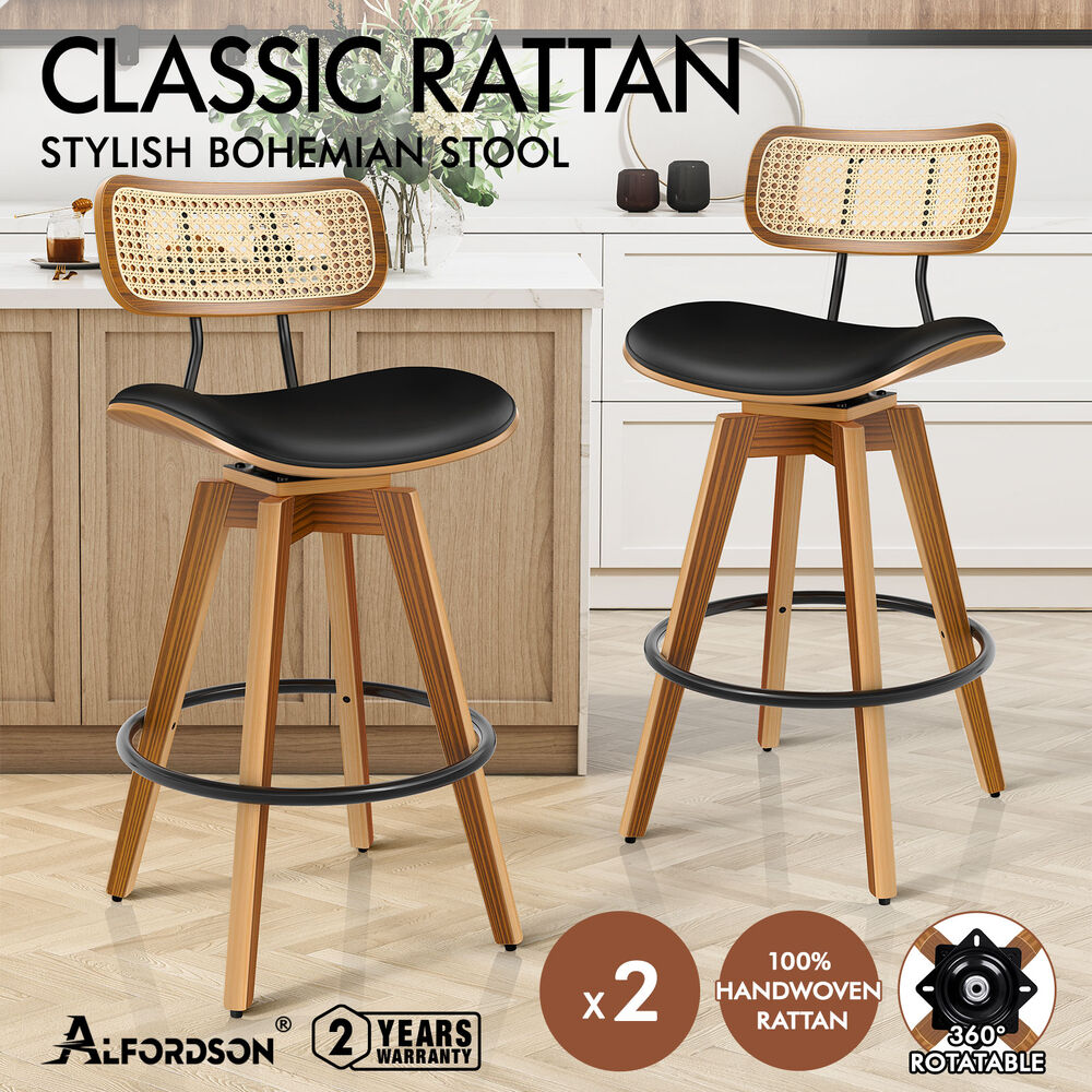 ALFORDSON Kitchen Bar Stools Wooden Swivel Leather Metal Dining Chair x2/x4 - Picture 673 of 1,020
