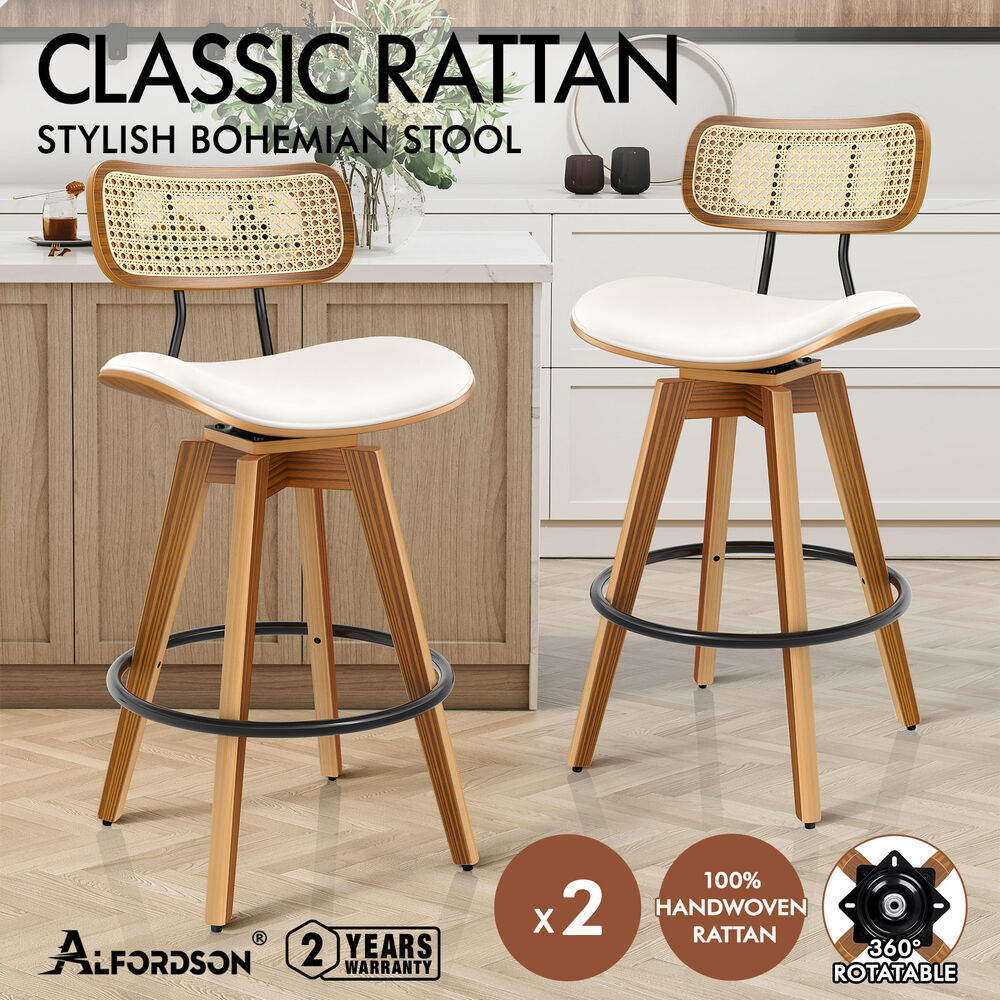 ALFORDSON Kitchen Bar Stools Wooden Swivel Leather Metal Dining Chair x2/x4 - Picture 693 of 1,020