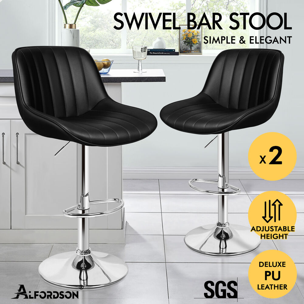 ALFORDSON Bar Stools Kitchen Swivel Dining Chairs Gas Lift Leather/Fabric - Picture 513 of 1,456