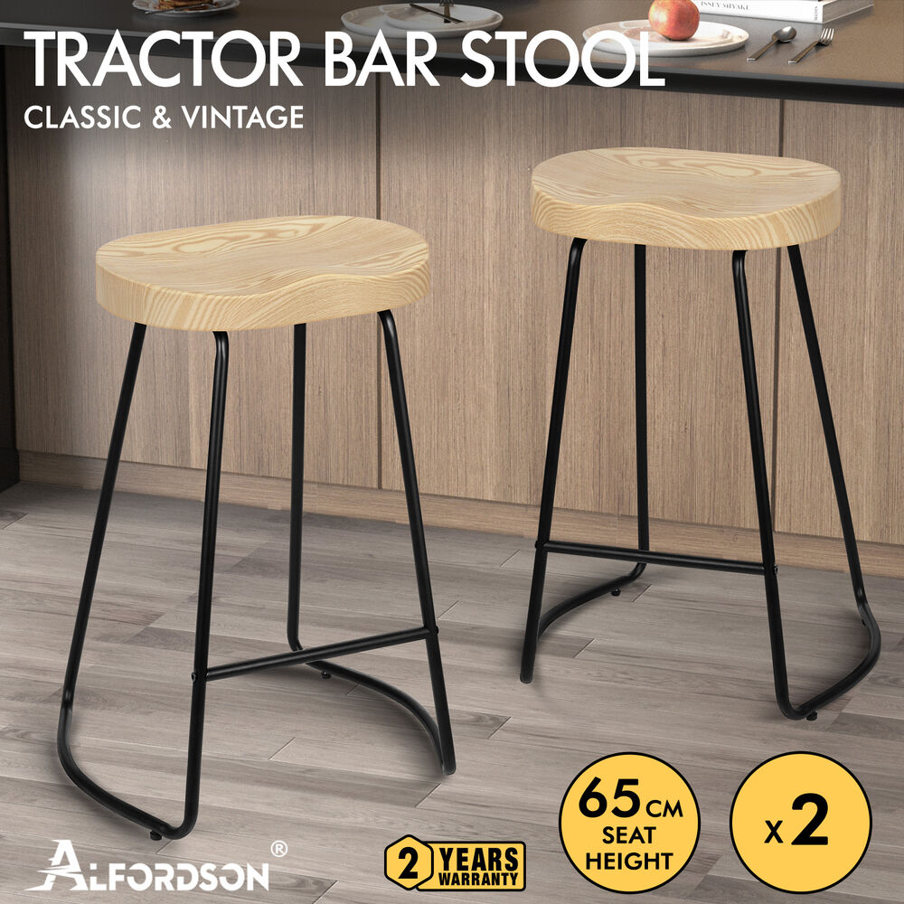 ALFORDSON Tractor Bar Stools Kitchen Wooden Vintage Retro Industrial Chairs - Picture 38 of 169