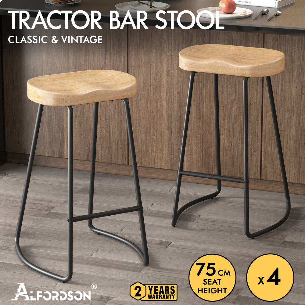 ALFORDSON Tractor Bar Stools Kitchen Wooden Vintage Retro Industrial Chairs - Picture 137 of 169