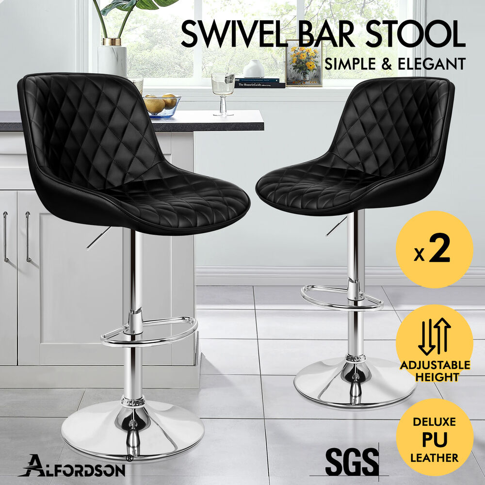 ALFORDSON Bar Stools Kitchen Swivel Dining Chairs Gas Lift Leather/Fabric - Picture 945 of 1,456