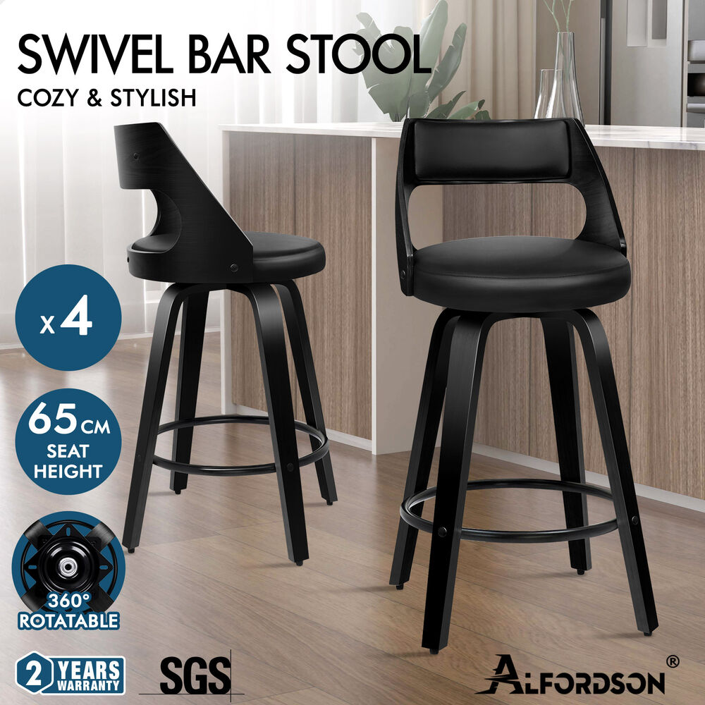 ALFORDSON Bar Stools Freddy Kitchen Counter Swivel Wooden Dining Chairs x2/x4 - Picture 12 of 61