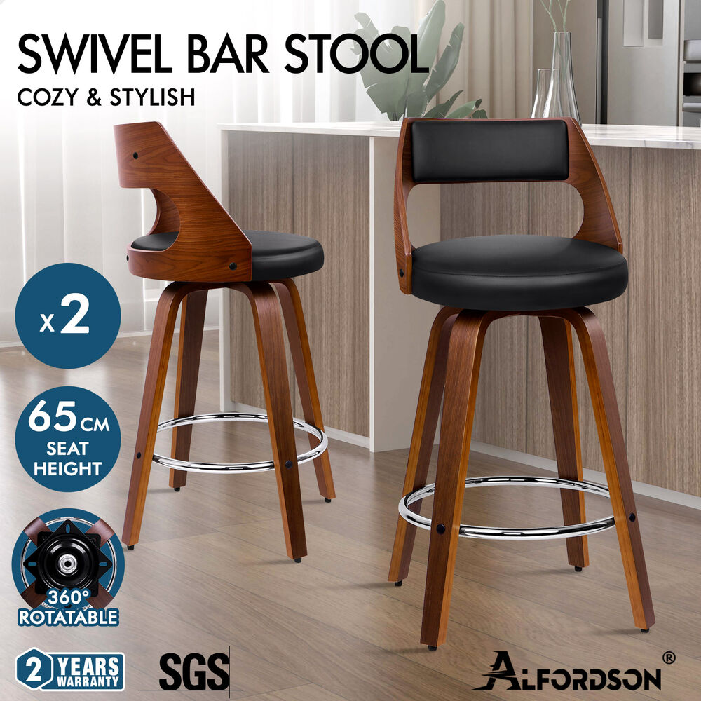 ALFORDSON Bar Stools Freddy Kitchen Counter Swivel Wooden Dining Chairs x2/x4 - Picture 22 of 61