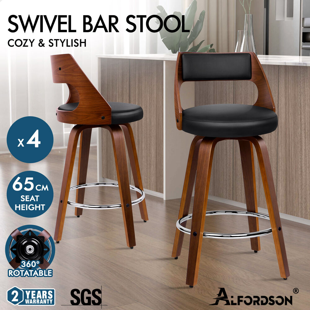 ALFORDSON Bar Stools Freddy Kitchen Counter Swivel Wooden Dining Chairs x2/x4 - Picture 32 of 61