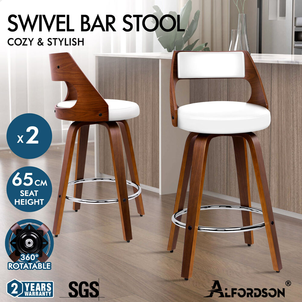 ALFORDSON Bar Stools Freddy Kitchen Counter Swivel Wooden Dining Chairs x2/x4 - Picture 42 of 61