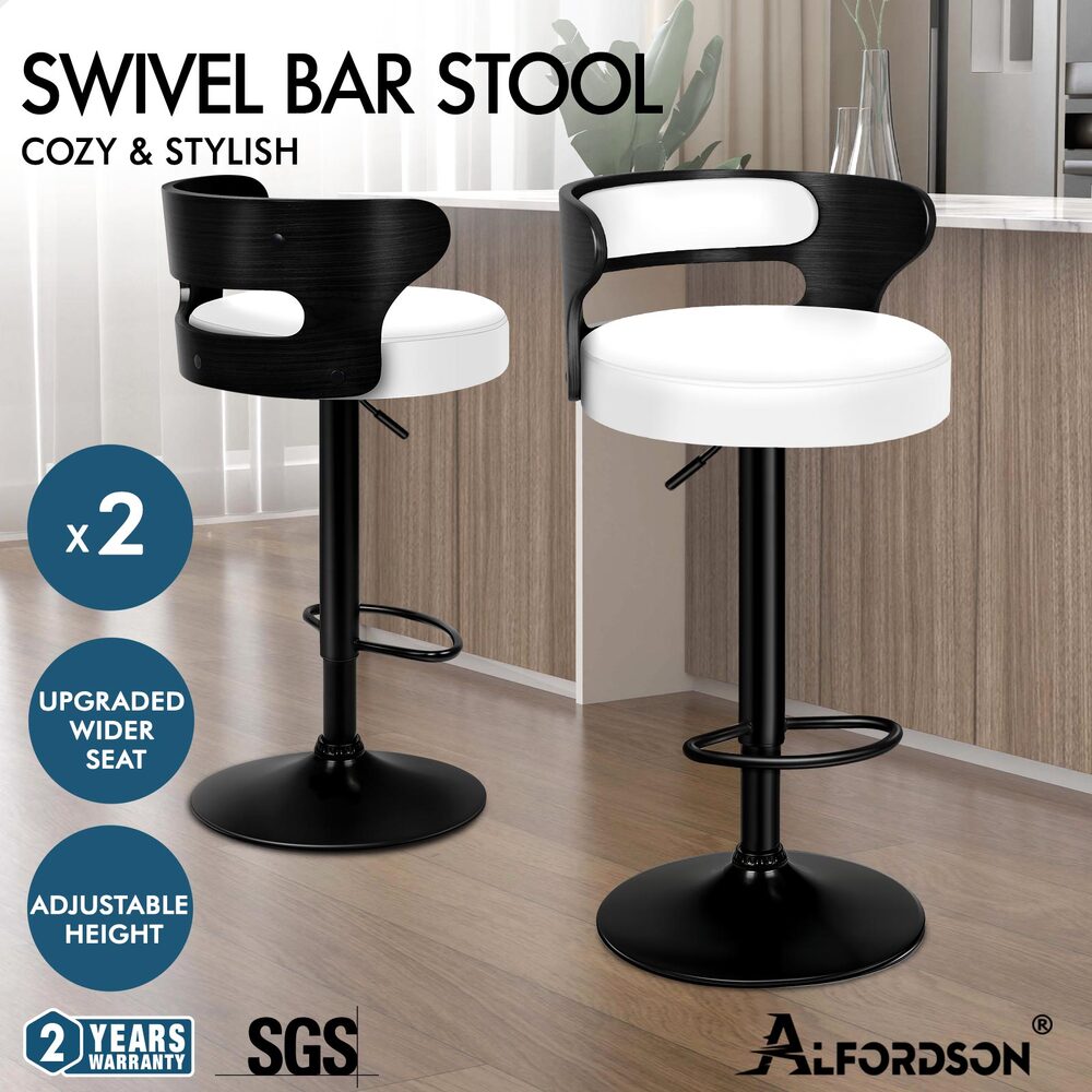 ALFORDSON Bar Stool Wooden Kitchen Swivel Chair Leather Fabric Reno x2/x4 - Picture 87 of 104
