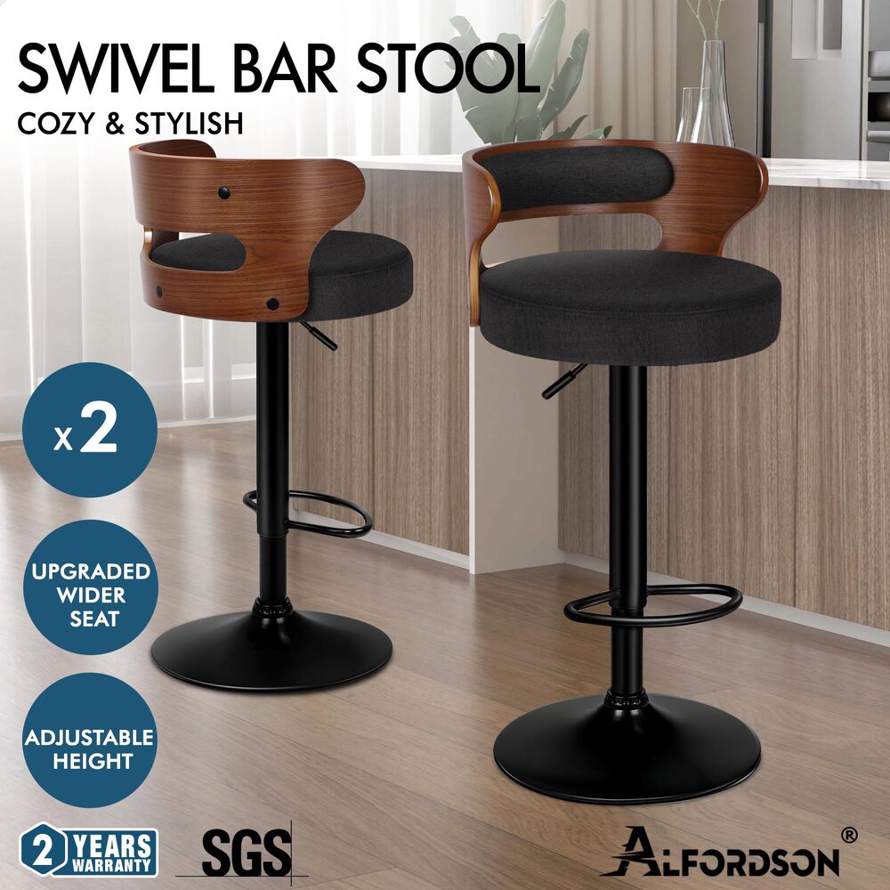 ALFORDSON Bar Stool Wooden Kitchen Swivel Chair Leather Fabric Reno x2/x4 - Picture 51 of 104