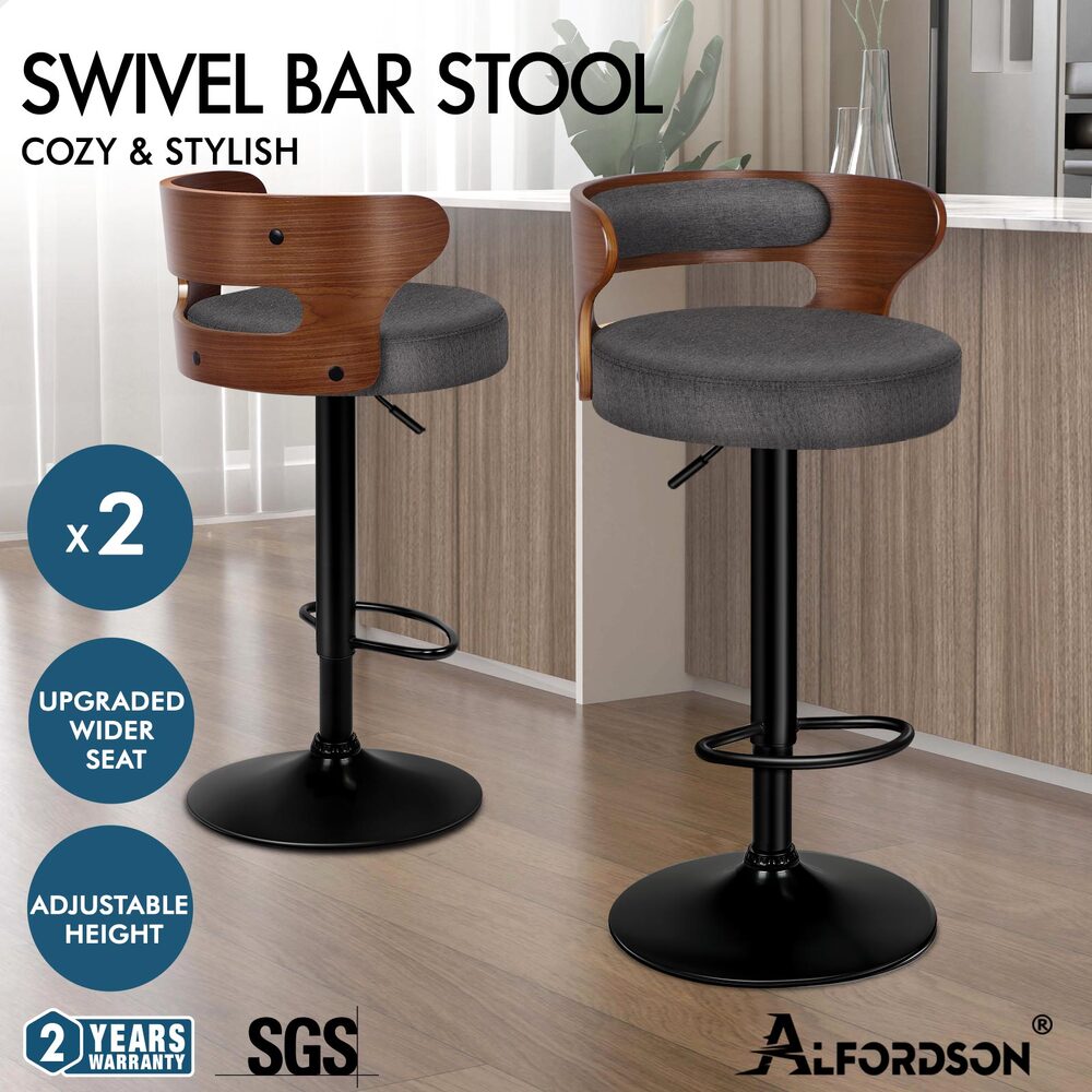 ALFORDSON Bar Stool Wooden Kitchen Swivel Chair Leather Fabric Reno x2/x4 - Picture 69 of 104
