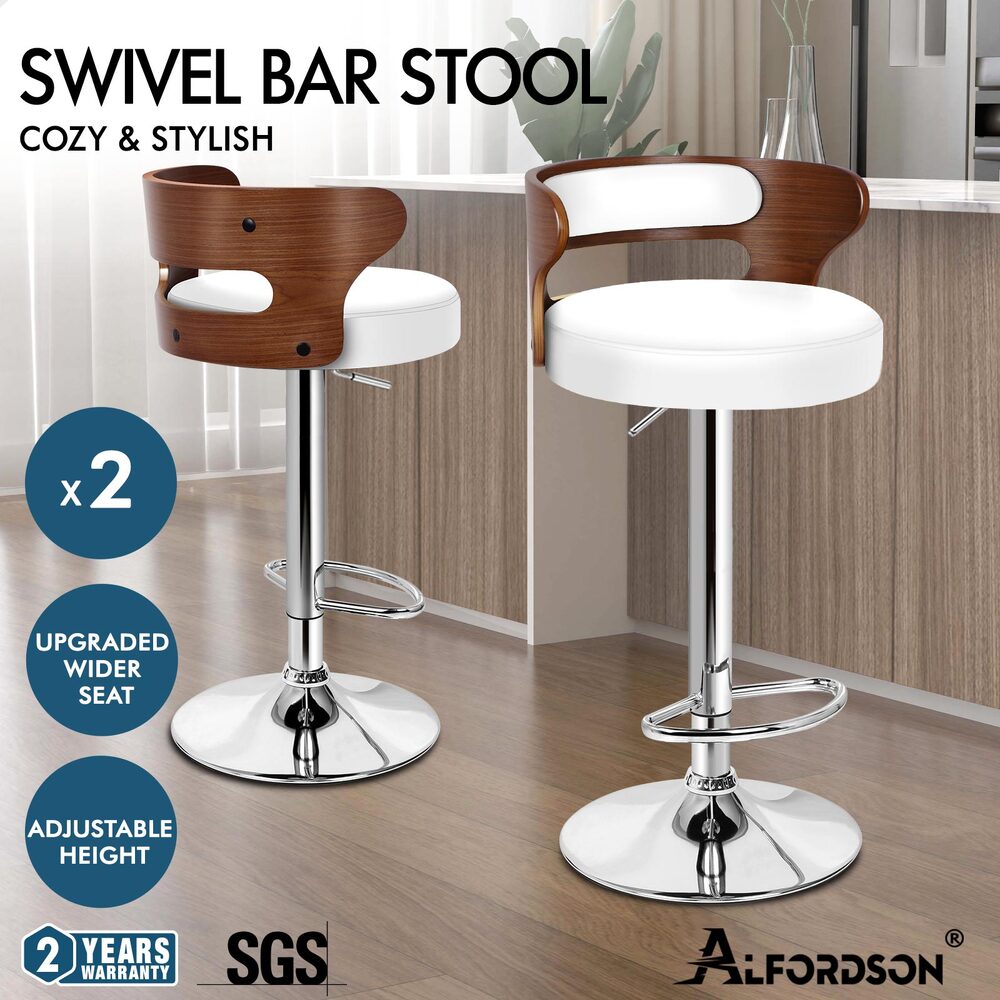 ALFORDSON Bar Stool Wooden Kitchen Swivel Chair Leather Fabric Reno x2/x4 - Picture 33 of 104