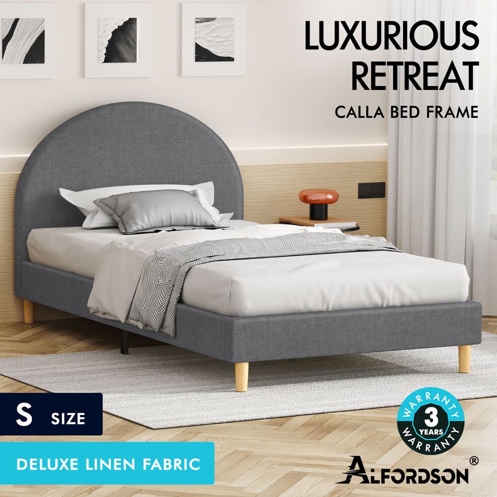 ALFORDSON Bed Frame Queen Double King Single Mattress Base Platform Grey Fabric - Picture 47 of 57