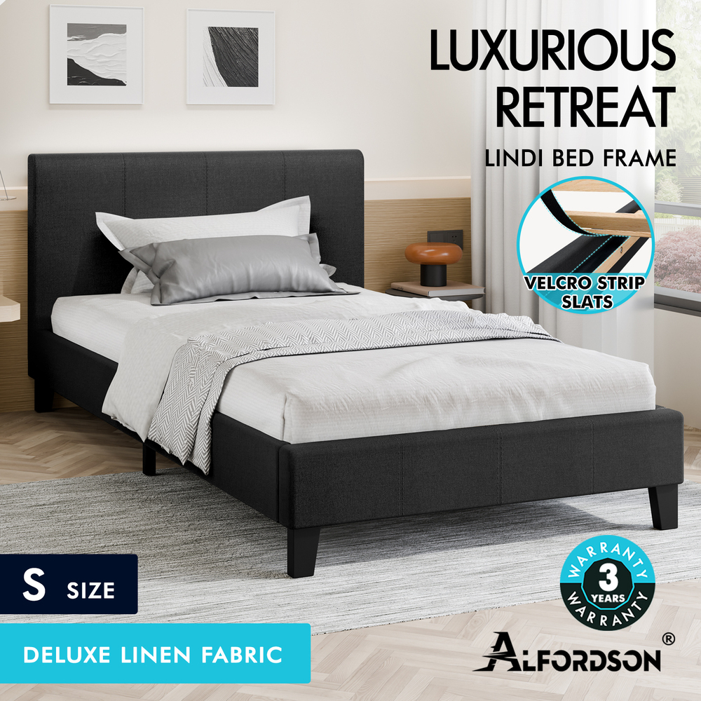ALFORDSON Bed Frame Queen Double King Single Base Wooden Slats Leather Fabric - Picture 254 of 301